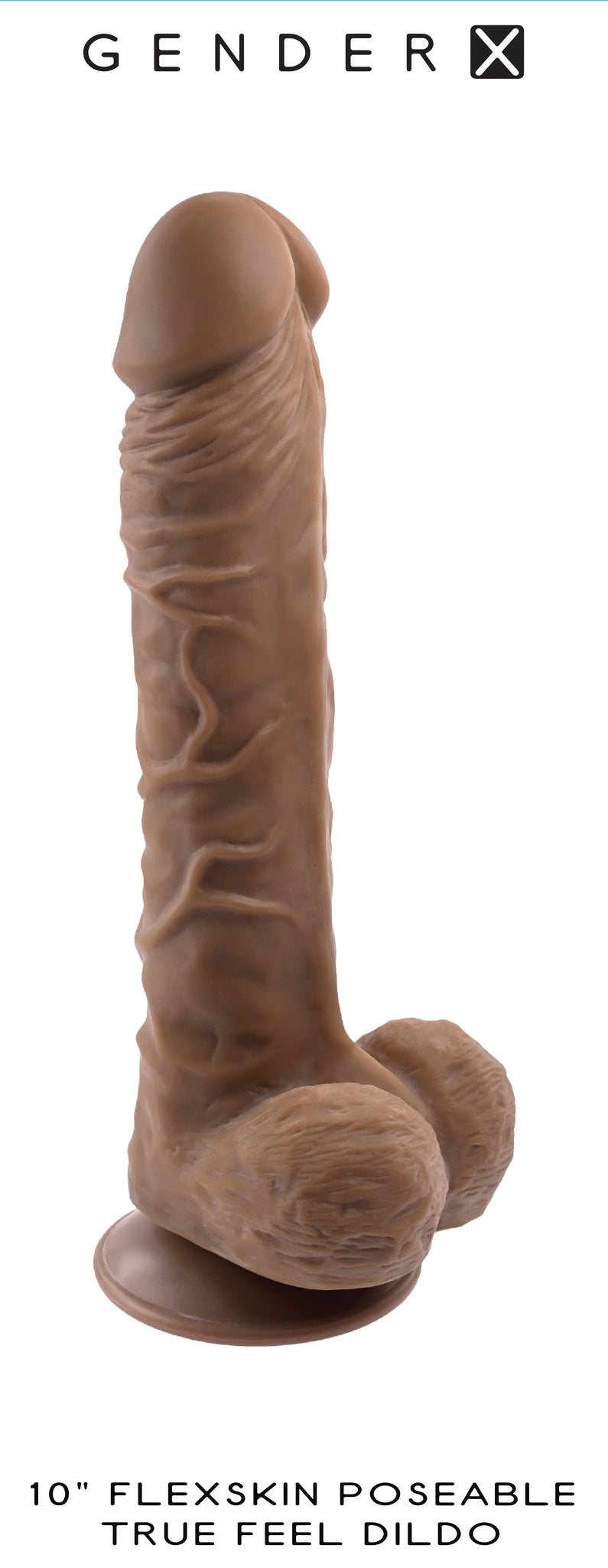 Gender X 10 In. Flexskin Poseable Truefeel Dildo Dark