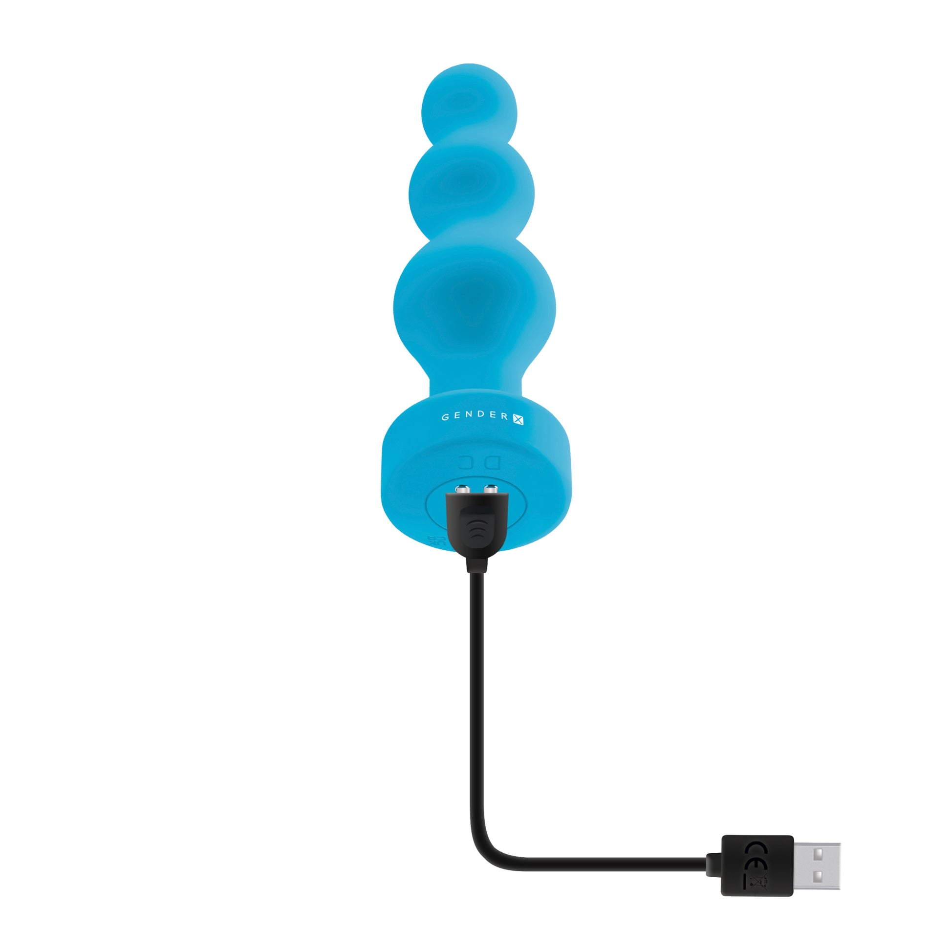 Gender X Plugged Up Rechargeable Silicone Vibrating Beaded Plug Teal