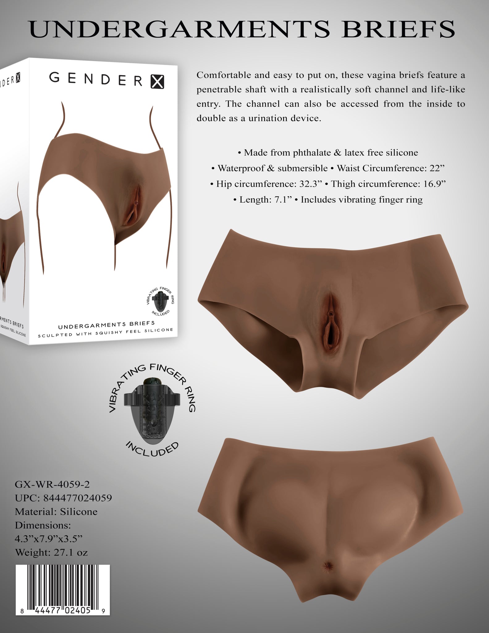 Gender X Vagina Panty Silicone Dark