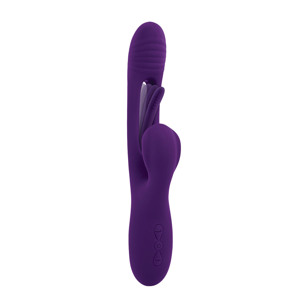 Playboy The Thrill Rechargeable Silicone Dual Stim Vibrator With Flapper Acai