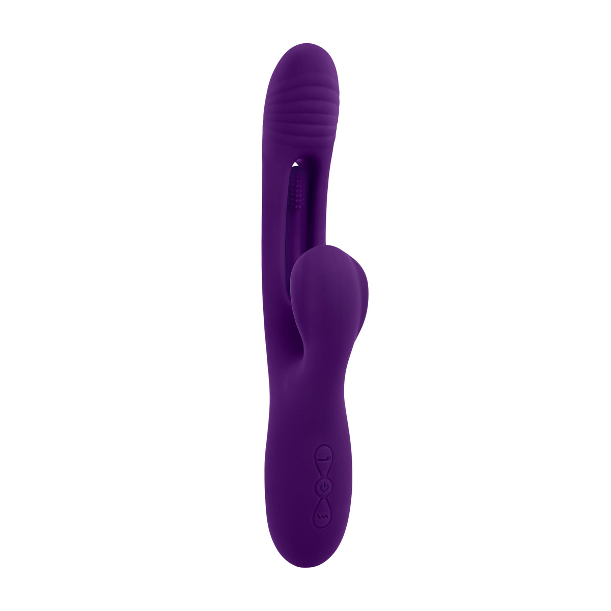 Playboy The Thrill Rechargeable Silicone Dual Stim Vibrator With Flapper Acai