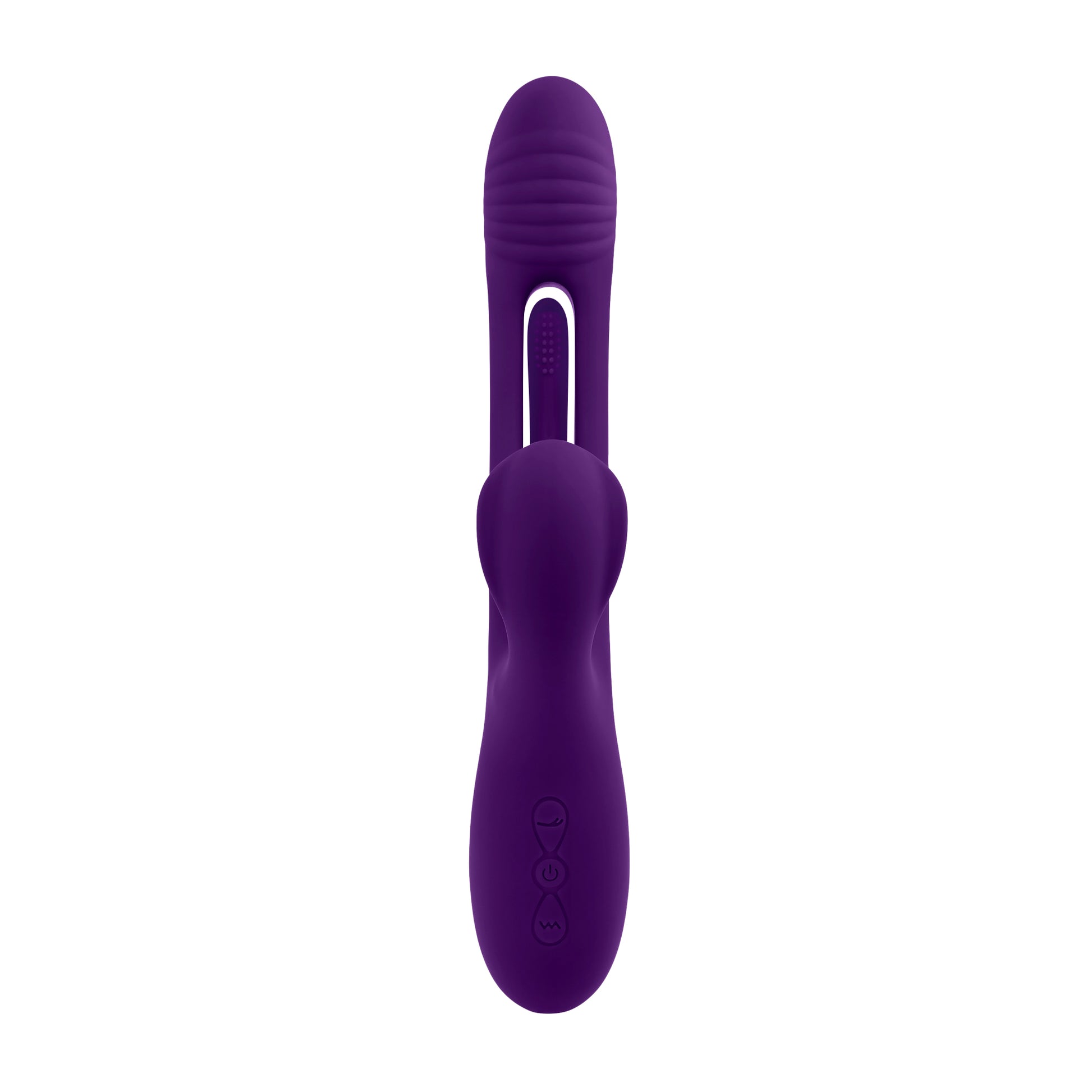 Playboy The Thrill Rechargeable Silicone Dual Stim Vibrator With Flapper Acai