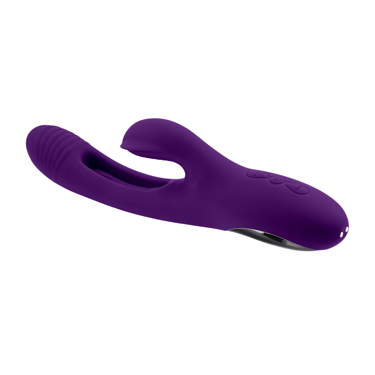 Playboy The Thrill Rechargeable Silicone Dual Stim Vibrator With Flapper Acai