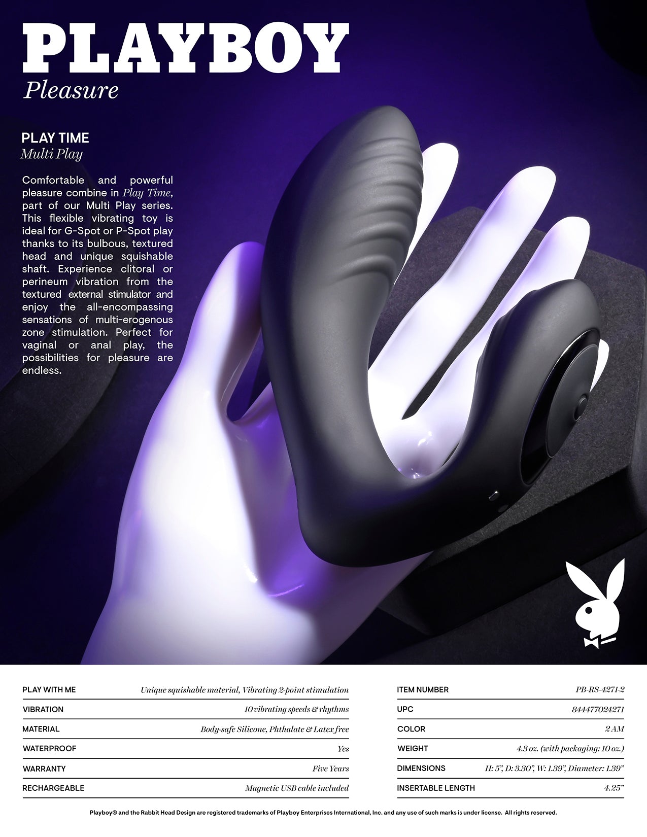 Playboy Play Time Rechargeable Silicone G- And P-spot Vibe