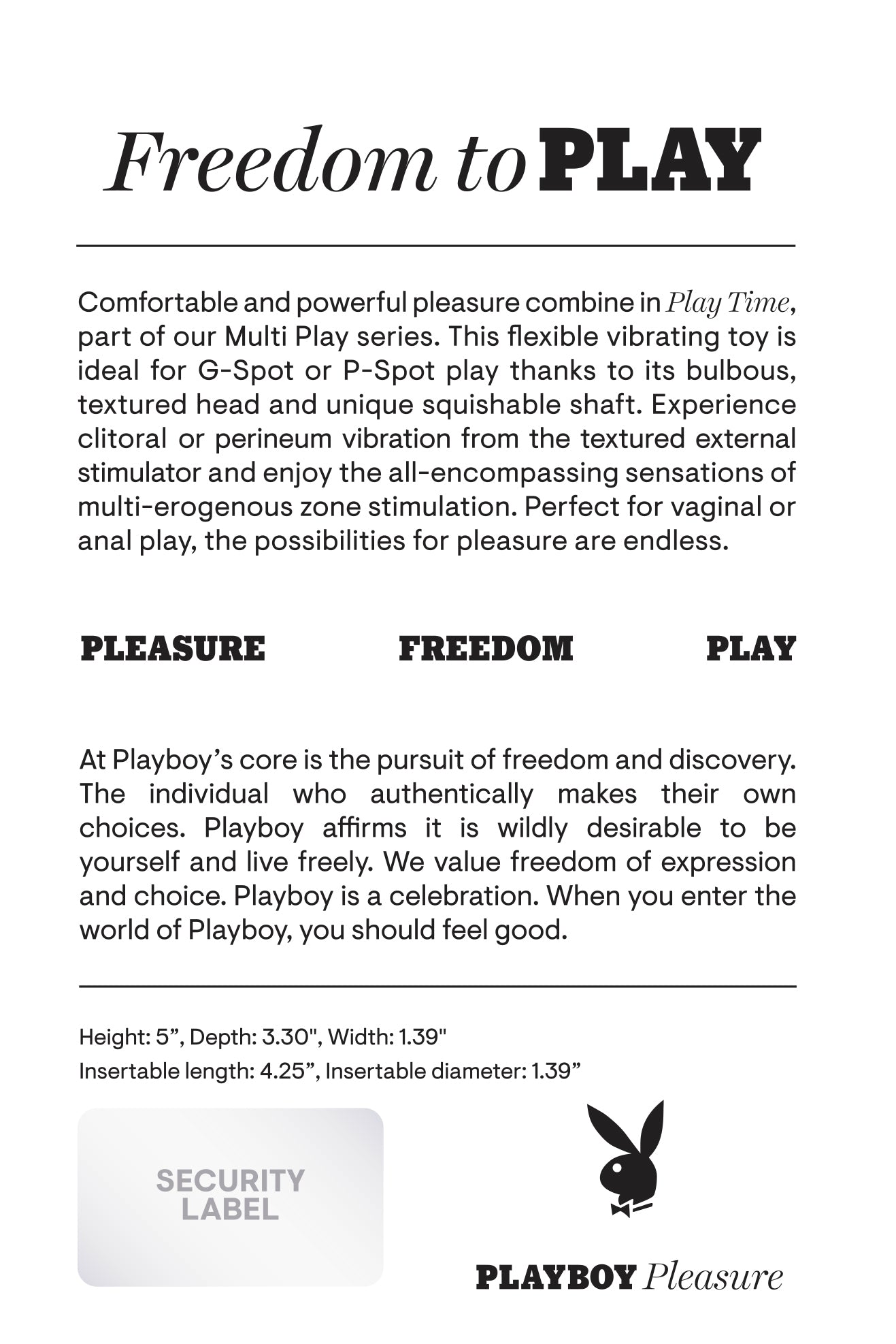 Playboy Play Time Rechargeable Silicone G- And P-spot Vibe