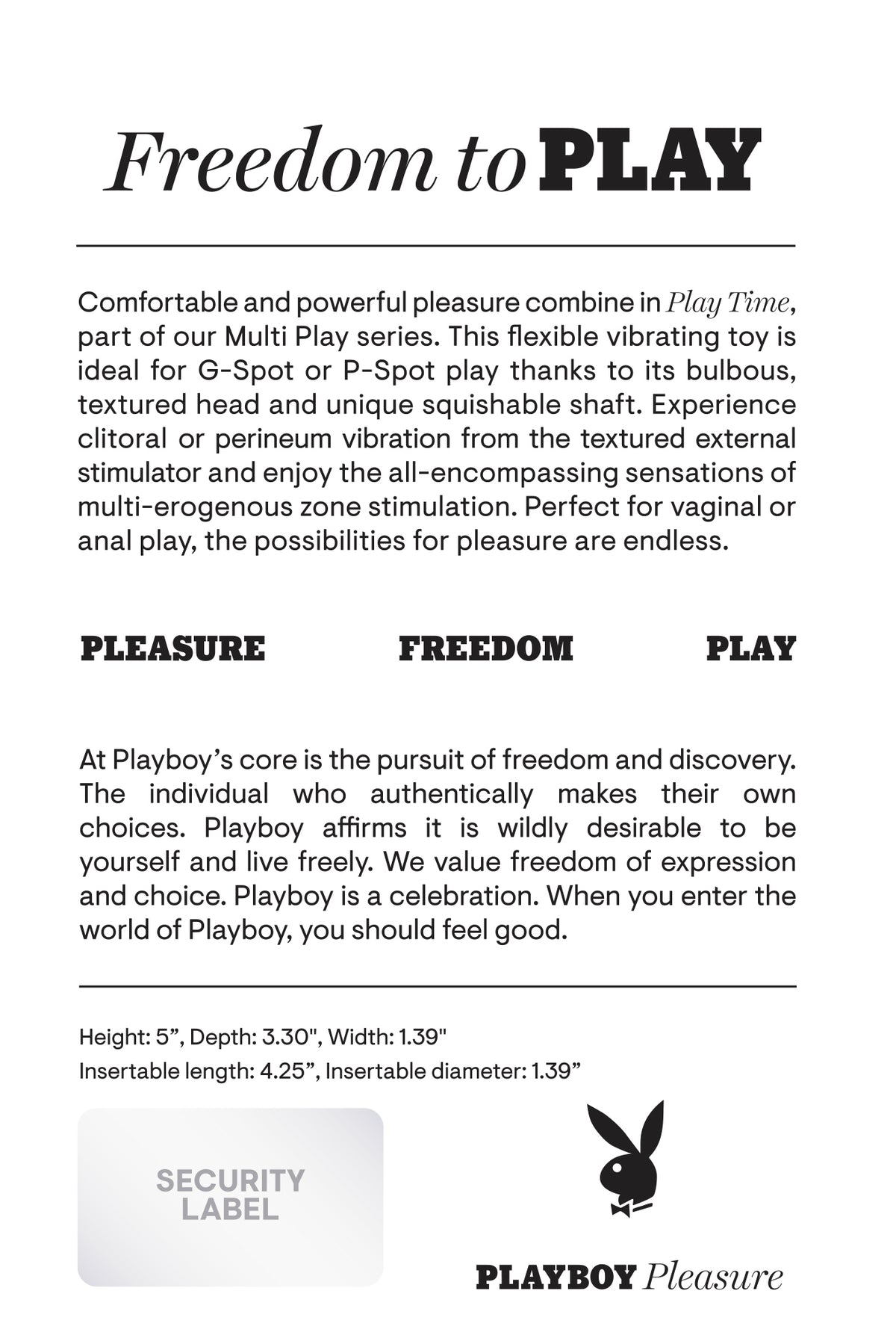 Playboy Play Time Rechargeable Silicone G- And P-spot Vibe
