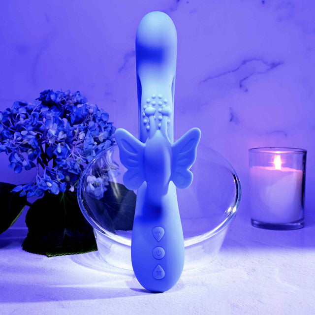 Evolved Butterfly Dreams Rechargeable Dual Stim Vibe Silicone Blue