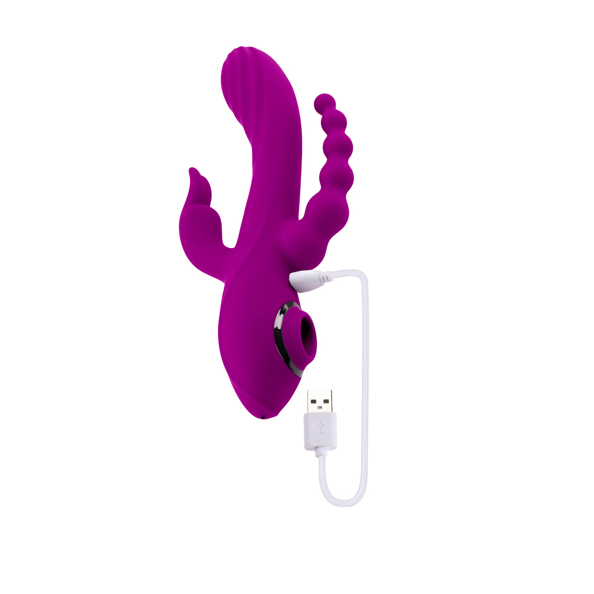 Evolved Fourgasm Rechargeable Triple Stim Vibe With Suction Silicone Purple