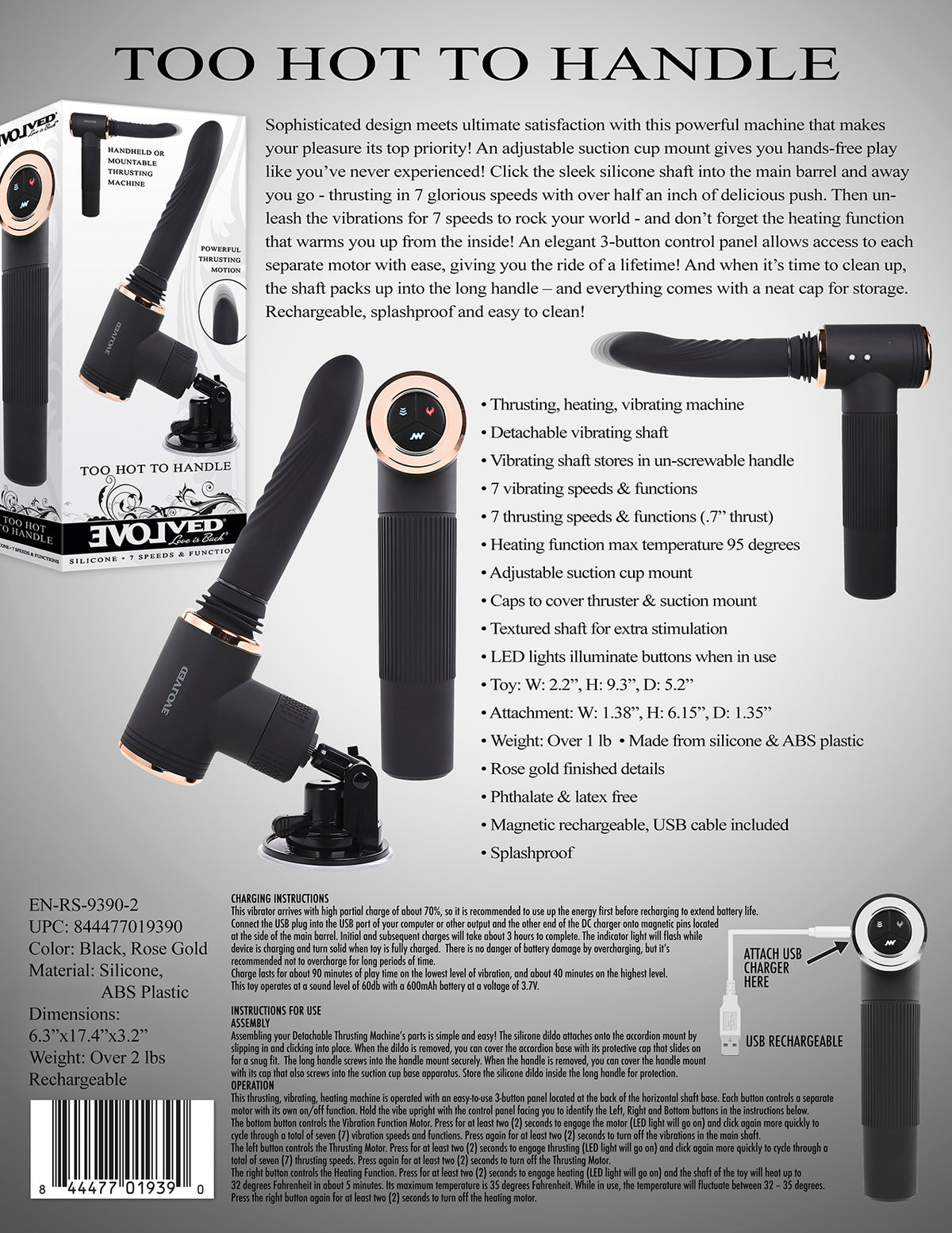 Evolved Too Hot To Handle Thrusting Sex Machine Black