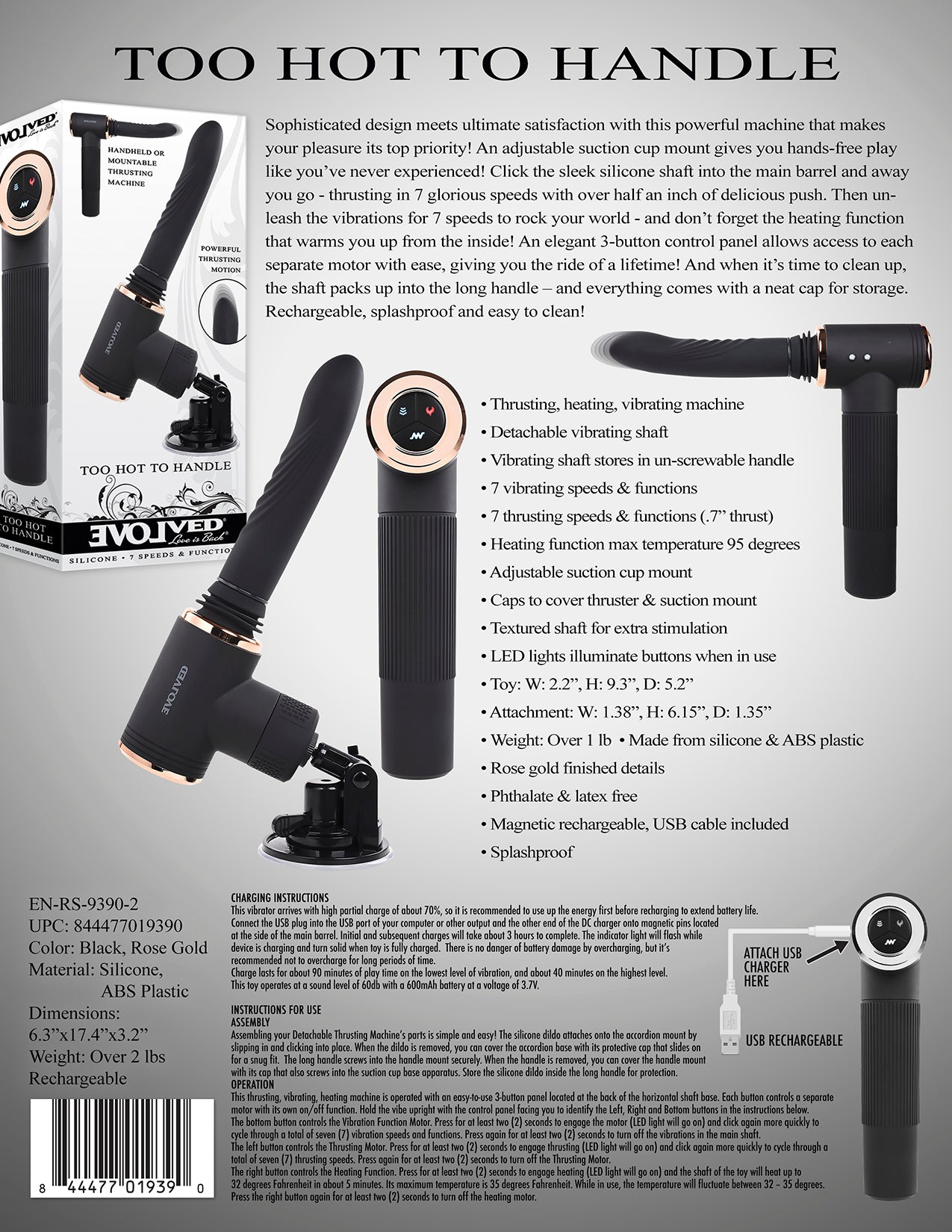 Evolved Too Hot To Handle Thrusting Sex Machine Black
