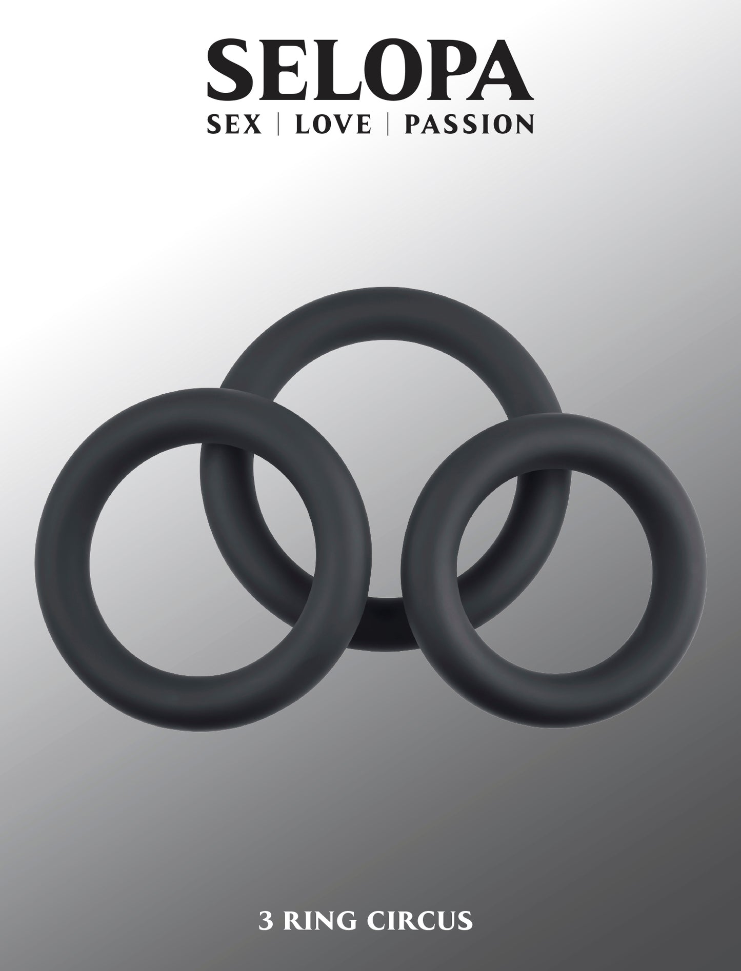 Selopa 3 Ring Circus Cock Ring Set Silicone Black