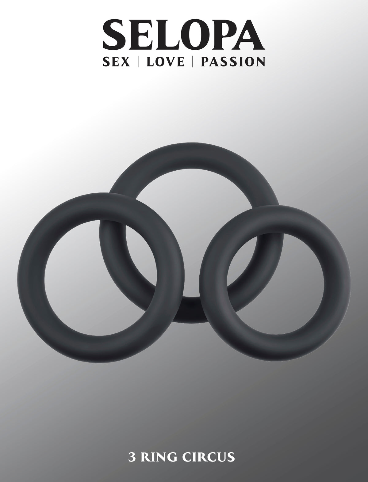 Selopa 3 Ring Circus Cock Ring Set Silicone Black