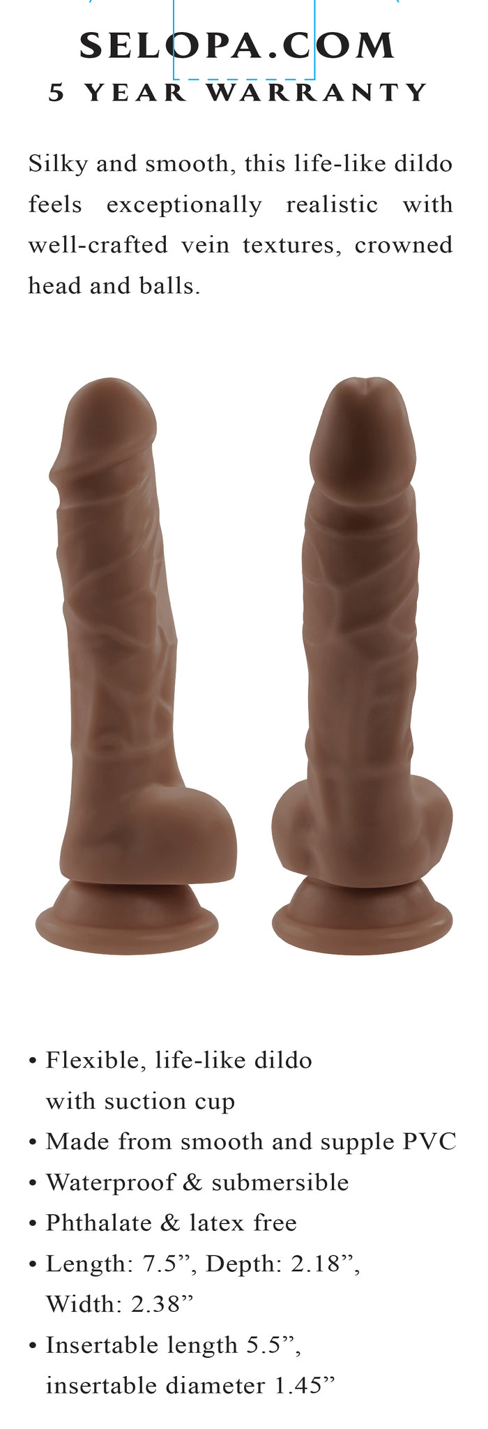 Selopa 6 In. Dildo Dark