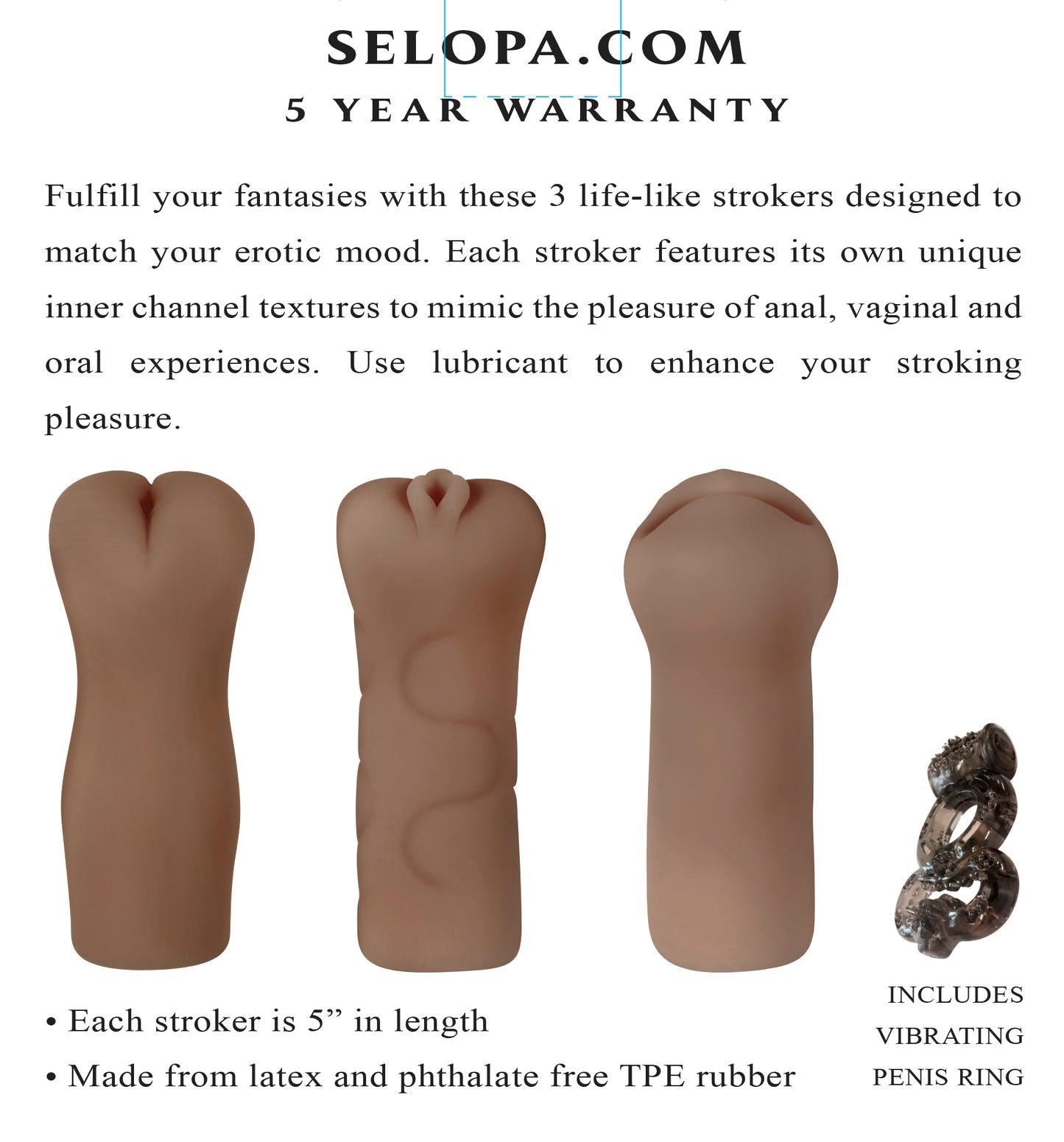 Selopa Party Pack 3-piece Stroker Pack Dark