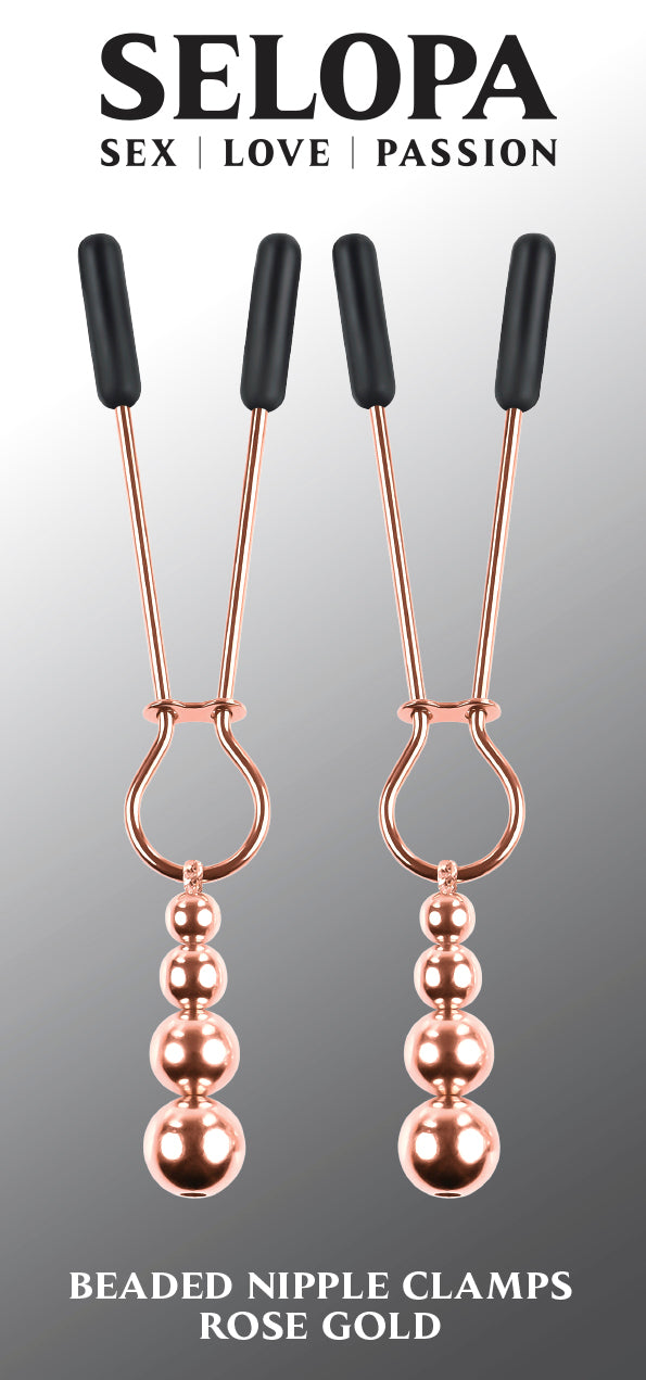 Selopa Beaded Nipple Clamps Stainless Steel Rose Gold