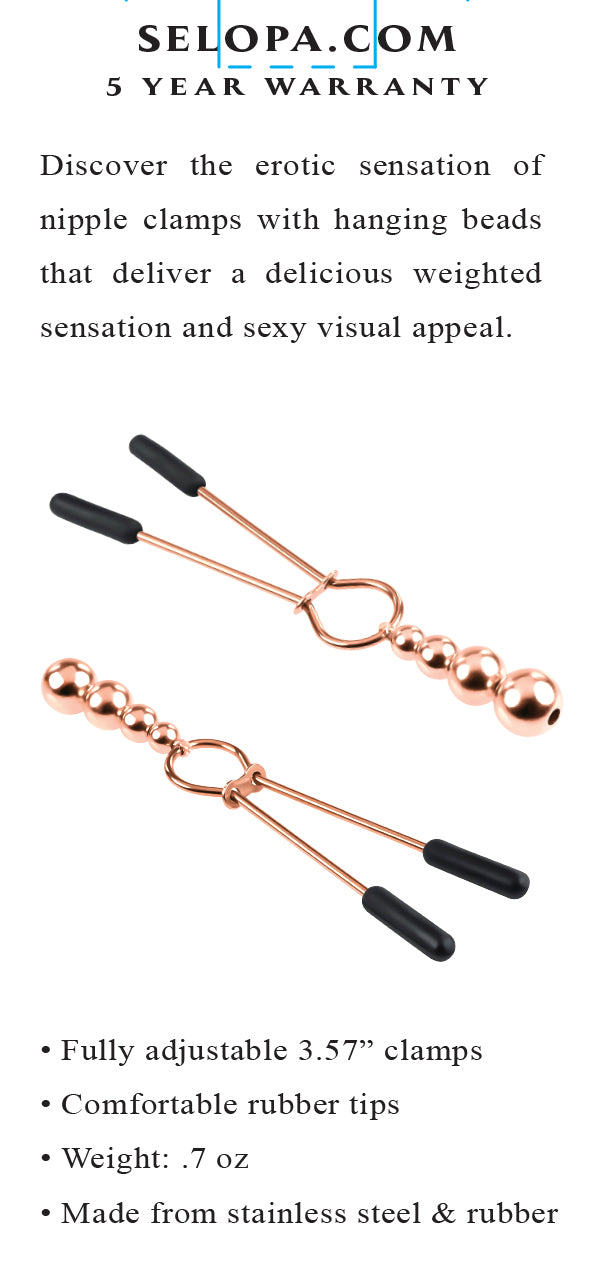Selopa Beaded Nipple Clamps Stainless Steel Rose Gold