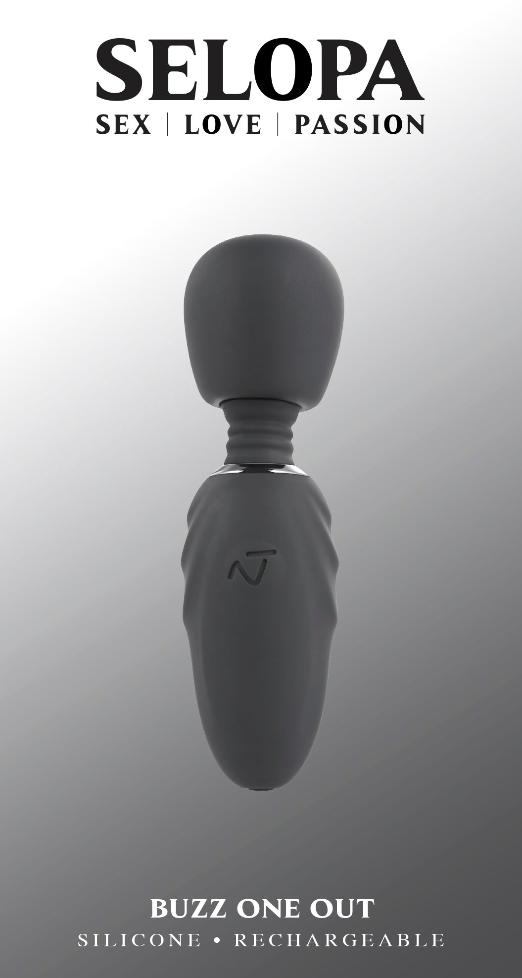 Selopa Buzz One Out Rechargeable Silicone Mini Wand Vibrator Black