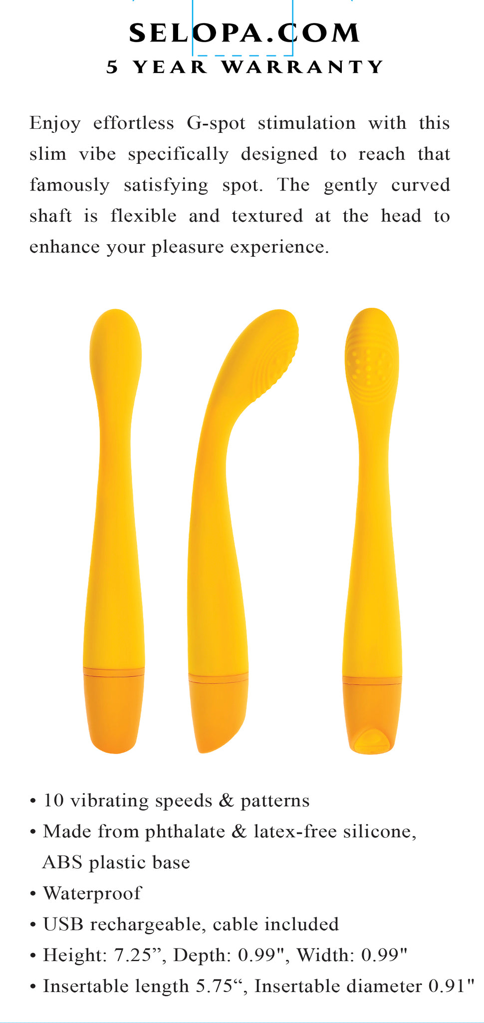 Selopa Lemon Squeeze Rechargeable Vibe Silicone Yellow