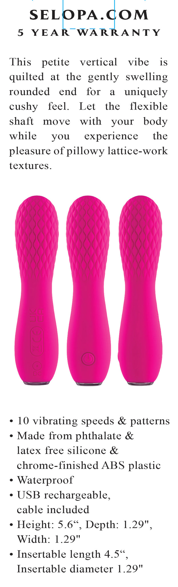 Selopa Razzle Dazzle Rechargeable Vibe Silicone Pink