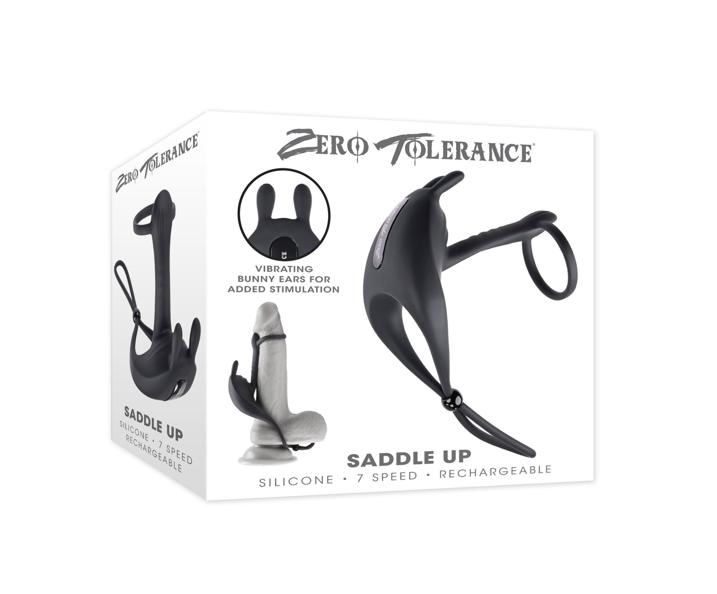 Zero Tolerance Saddle Up Rechargeable Vibrating C-ring & Girth Enhancer Silicone Black