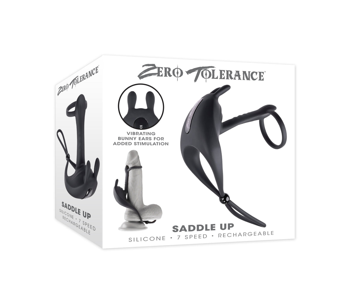 Zero Tolerance Saddle Up Rechargeable Vibrating C-ring & Girth Enhancer Silicone Black