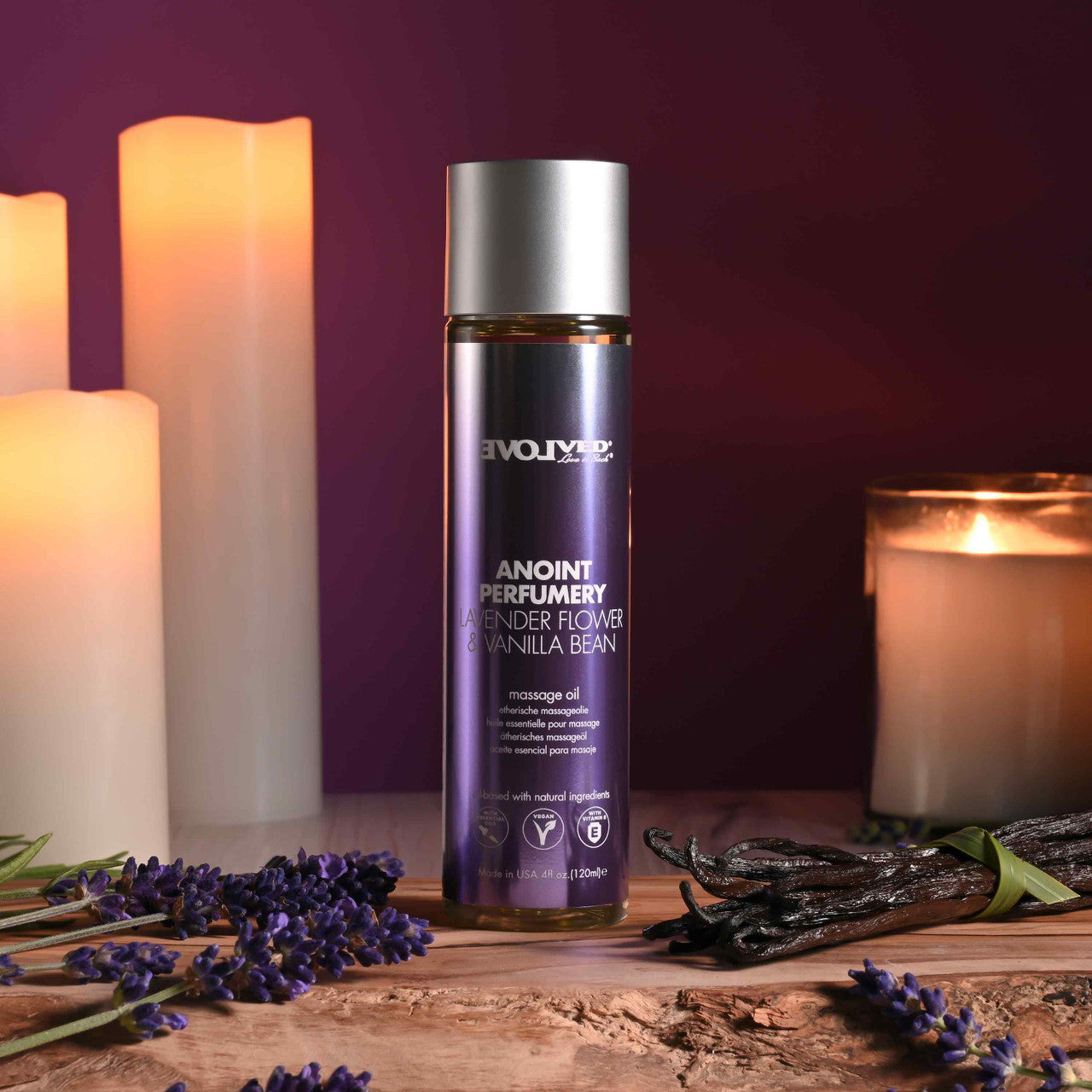 Evolved Anoint Perfumery Lavender Flower & Vanilla Bean Massage Oil 4 Oz.