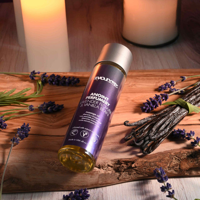 Evolved Anoint Perfumery Lavender Flower & Vanilla Bean Massage Oil 4 Oz.