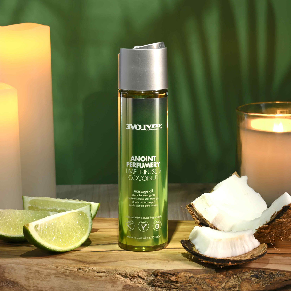 Evolved Anoint Perfumery Lime Infused Coconut Massage Oil 4 Oz.