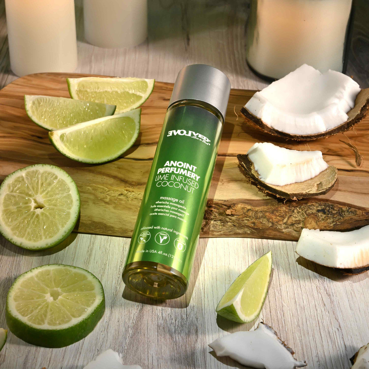 Evolved Anoint Perfumery Lime Infused Coconut Massage Oil 4 Oz.