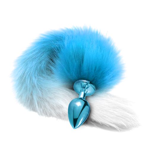 Nixie Metal Butt Plug With Ombre Tail Blue Metallic