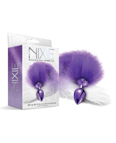 Nixie Metal Butt Plug With Ombre Tail Purple Metallic