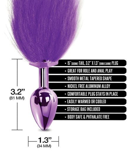 Nixie Metal Butt Plug With Ombre Tail Purple Metallic