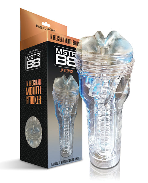 Happy Endings Mstr B8 In The Clear Mouth Stroker Lip Service Canister