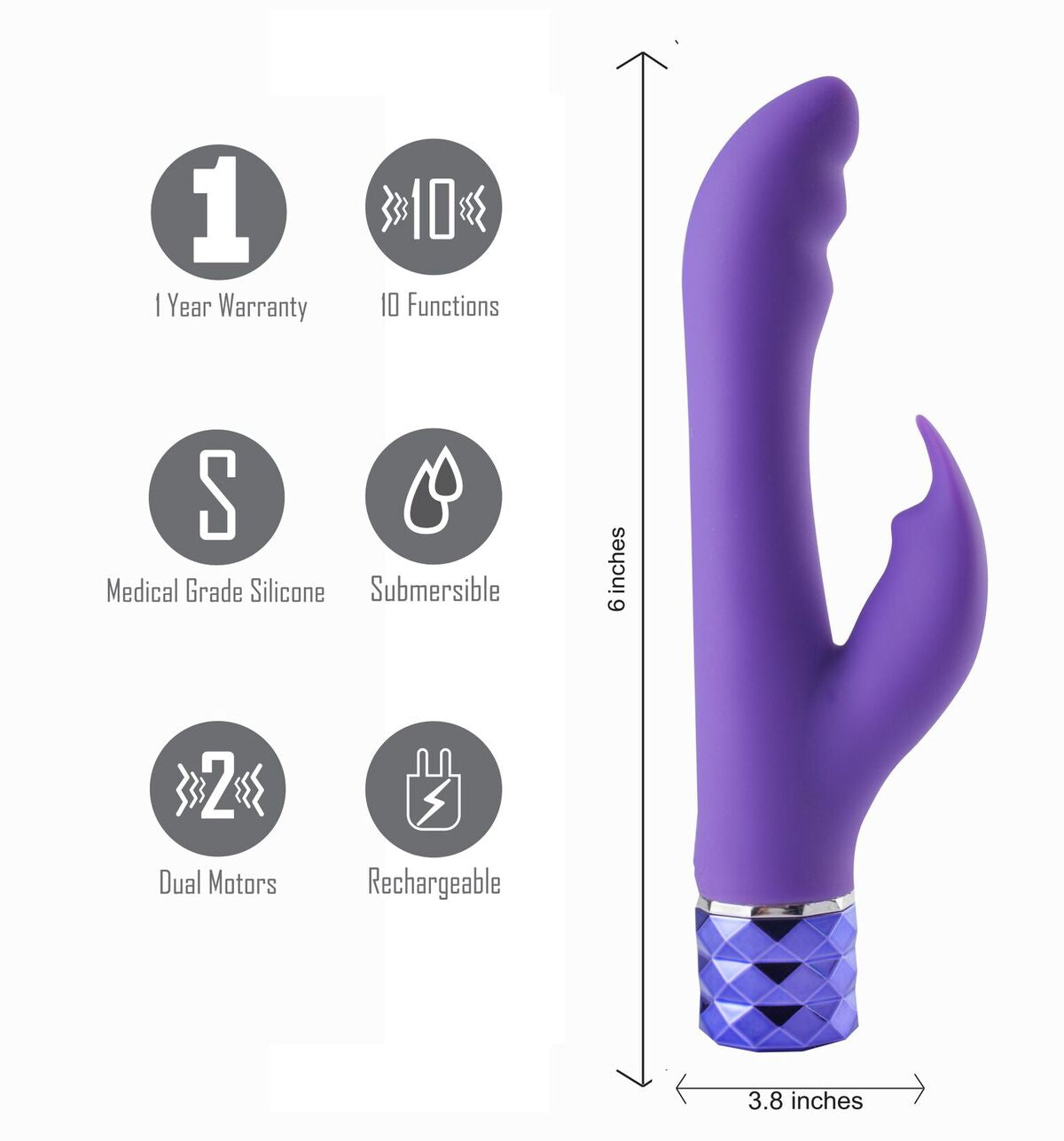 Rechargeable Silicone Rabbit Vibe Hailey Neon Purple