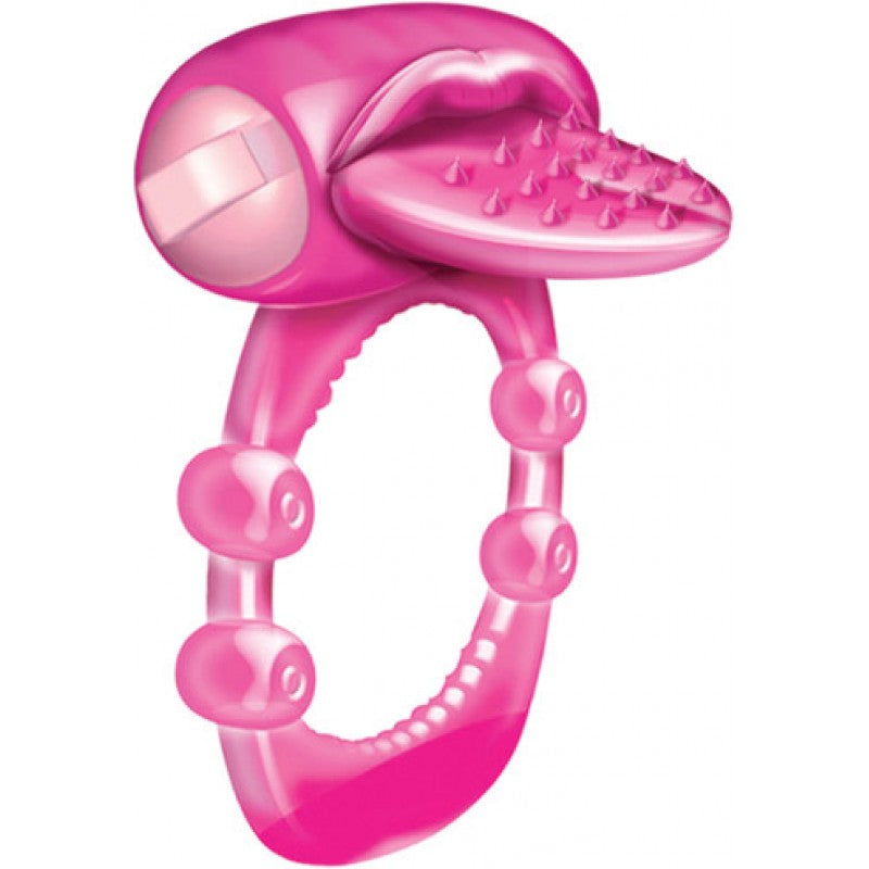 Nubbie Tongue Magenta Pink Vibrating Cock Ring
