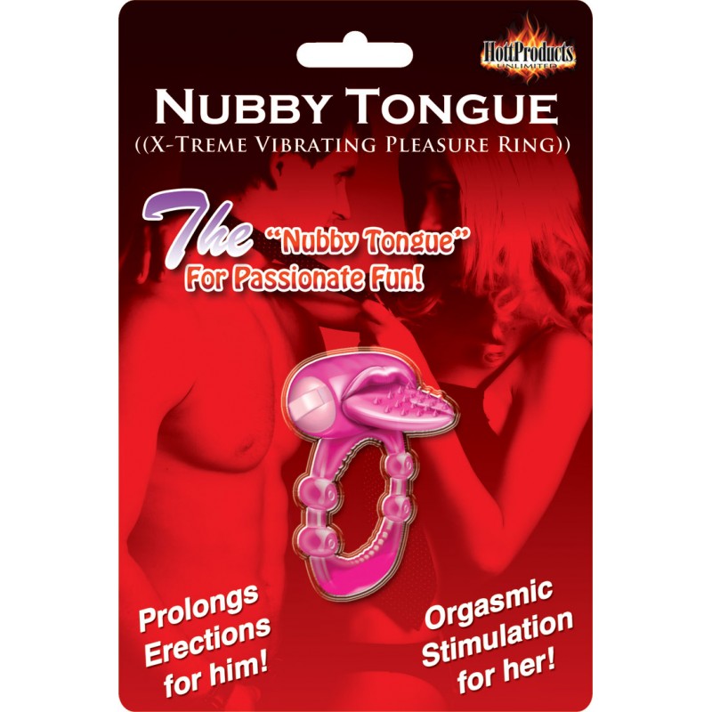 Nubbie Tongue Magenta Pink Vibrating Cock Ring