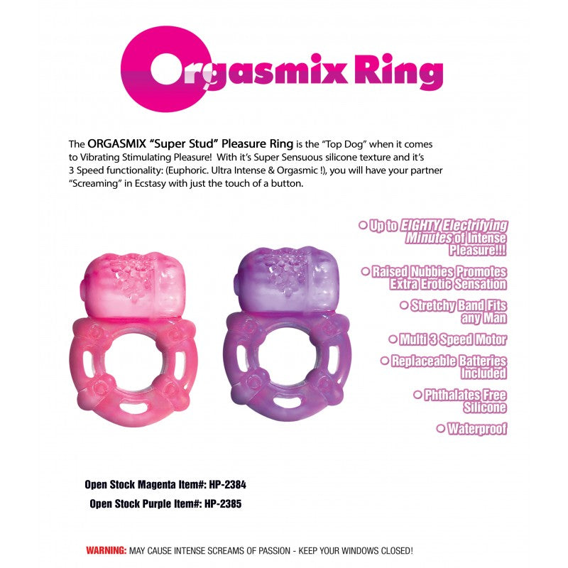 Super Stud Orgasmix Ring Pleasure Ring 3 Speed - Purple