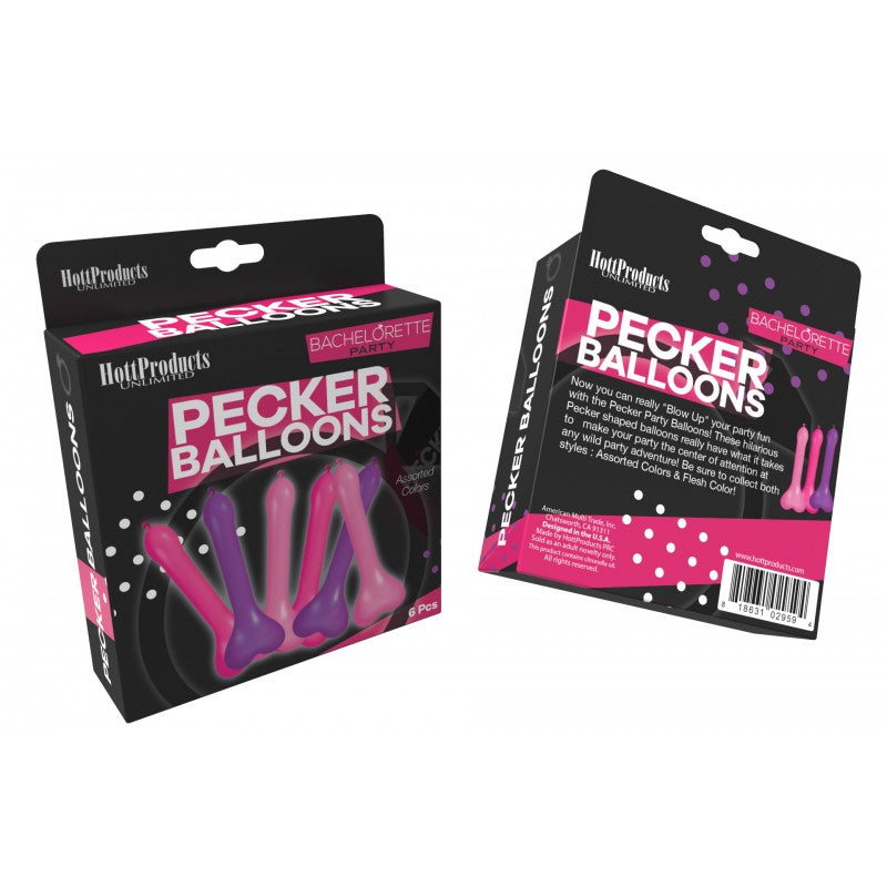 Pecker Balloons Assorted Colors-(6/box)