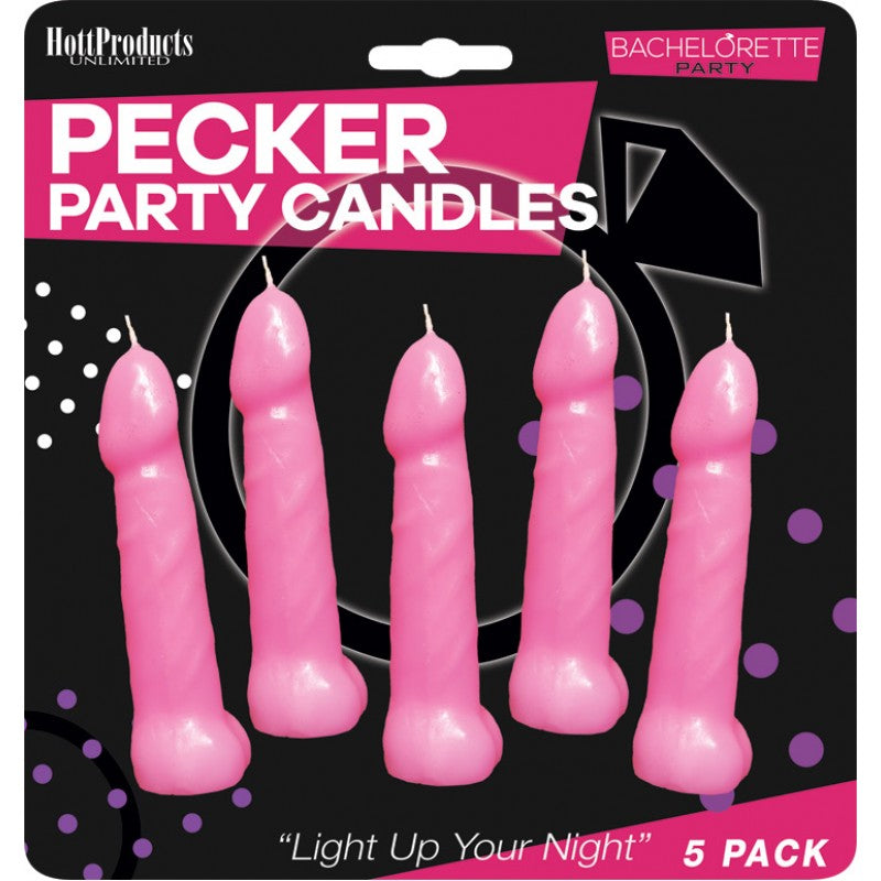 Bachelorette Party Pecker Party Candles Pink 5 Pack