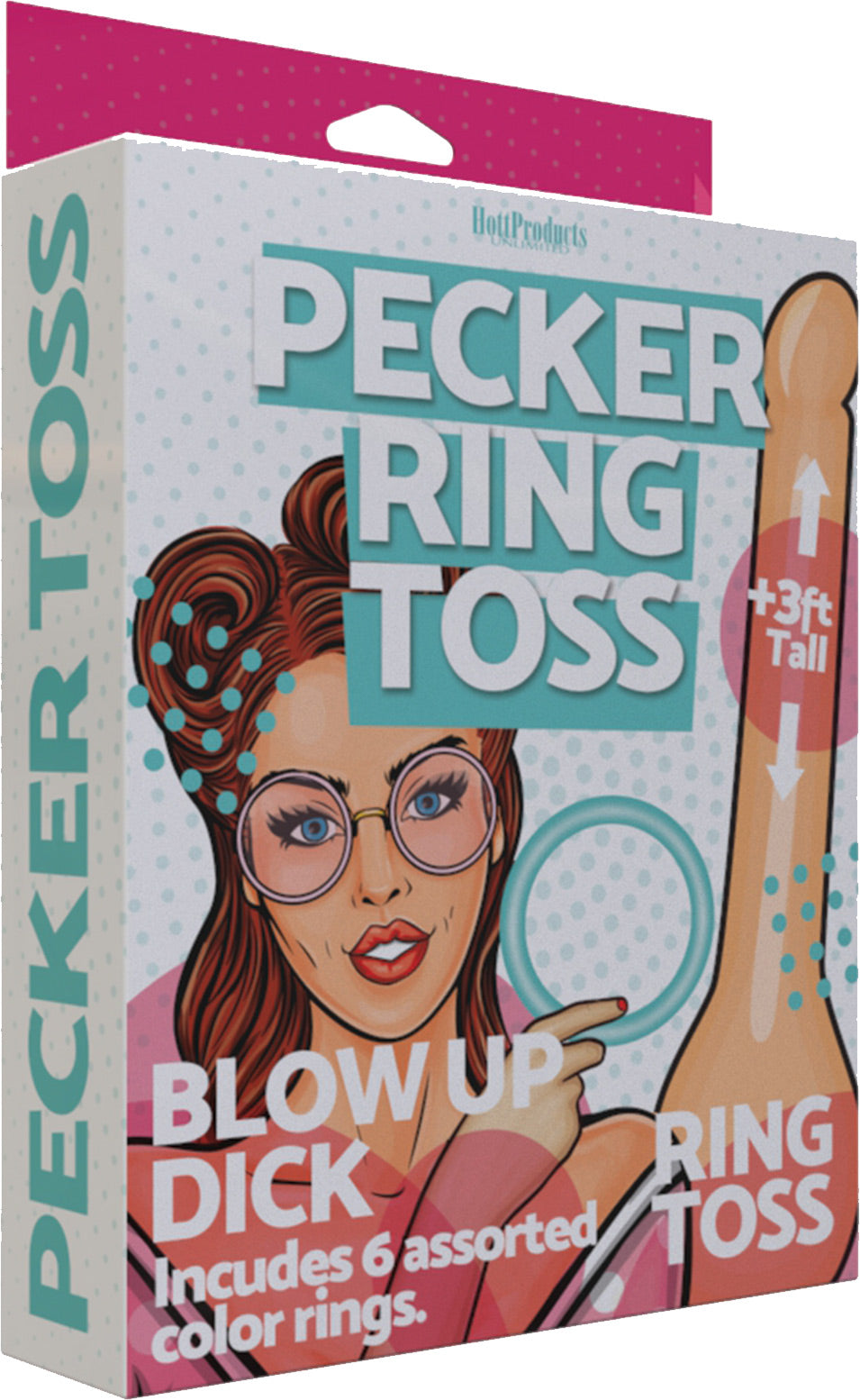Inflatable Pecker Ring Toss - 3'. 6 Assorted Color Rings Included.