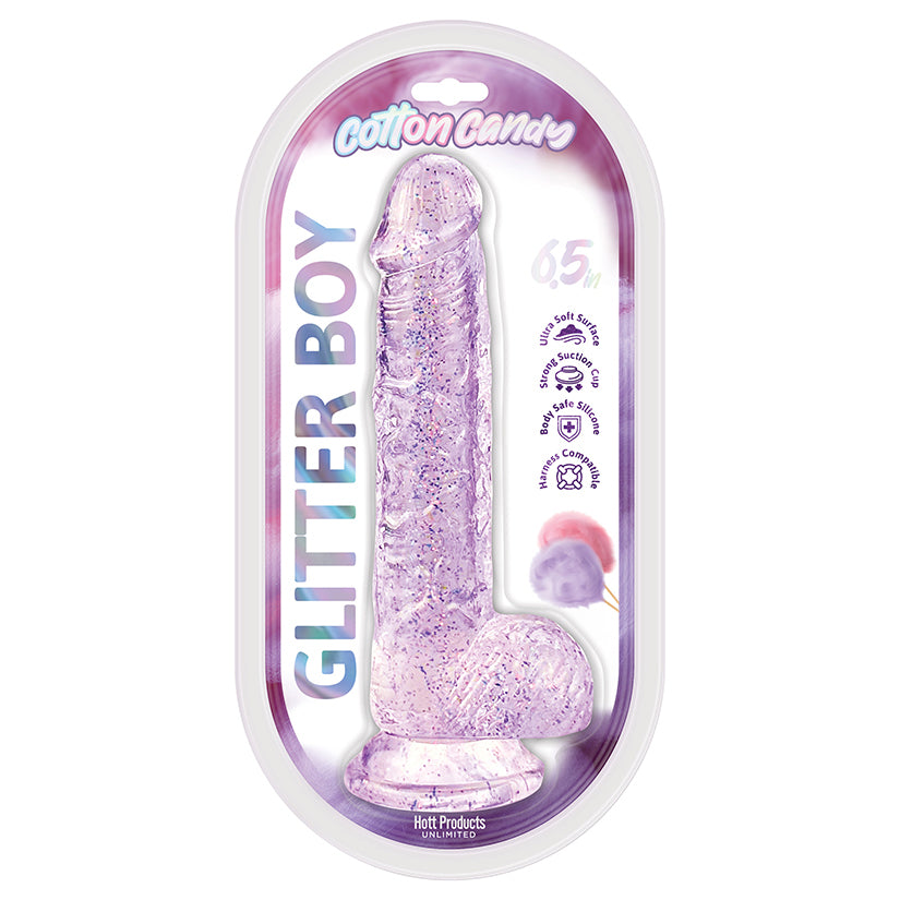 Cotton Candy Glitter Boy Jelly Glitter Dildo 6.5 in. Pink