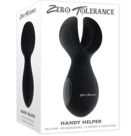 Zero Tolerance Handy Helper Rechargeable Vibrating Stroker Silicone Black