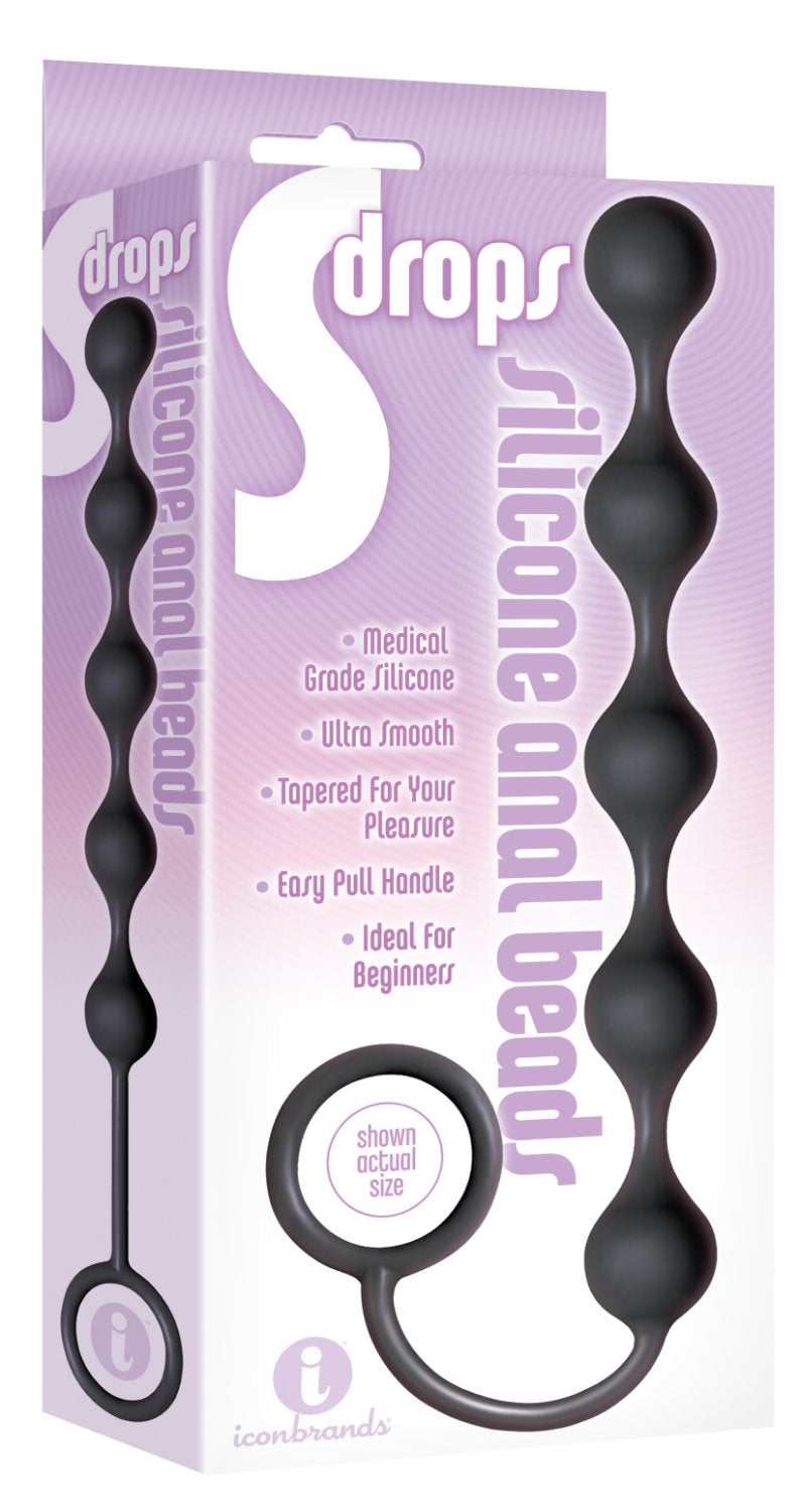 The Nines S Drops Silicone Anal Beads Black
