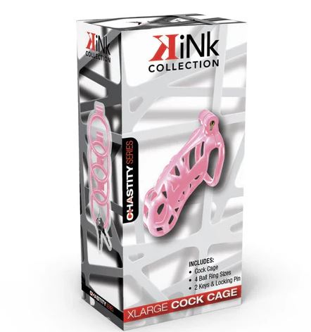 Kink Chastity Series Locking Cock Cage XL Pink