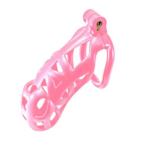 Kink Chastity Series Locking Cock Cage XL Pink