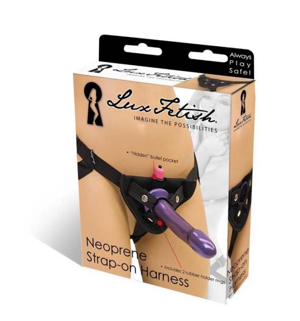 Lux Fetish Neoprene Strap On Harness Black O/S