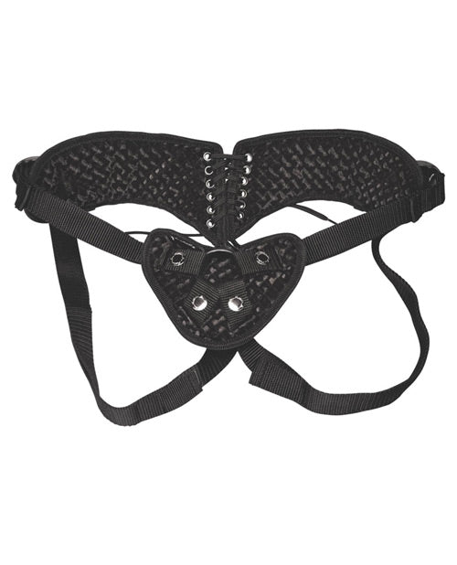 Lux Fetish Diamond Velvet Strap-On Corset Black