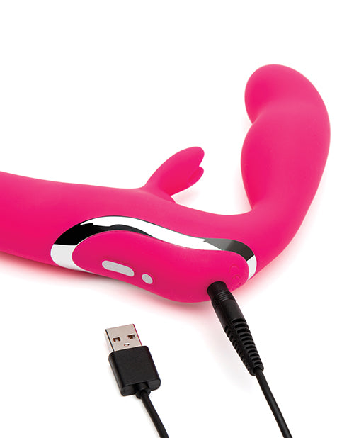 Happy Rabbit Strapless Strap On Vibrating Pink