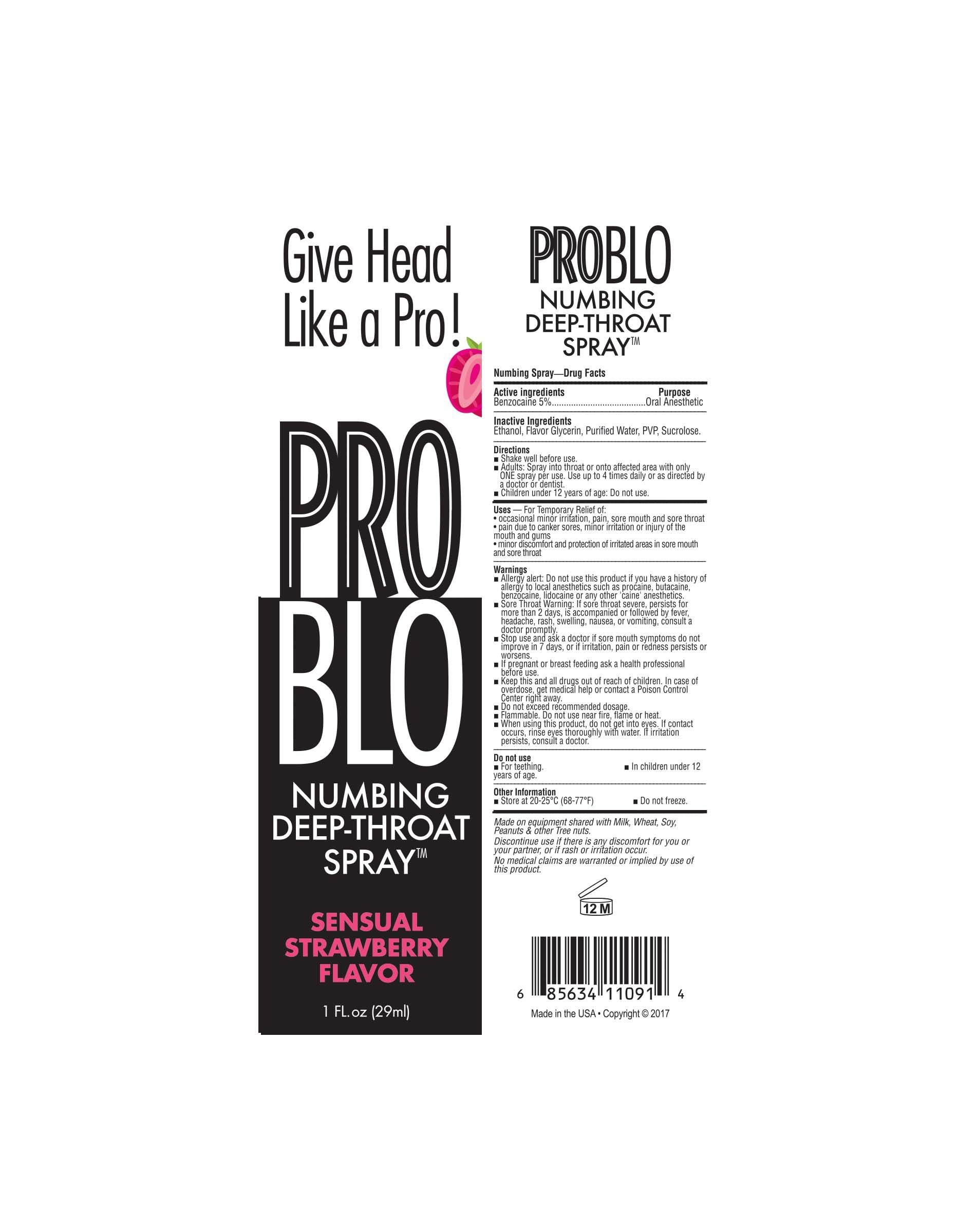 Pro Blo Numbing Spray Strawberry