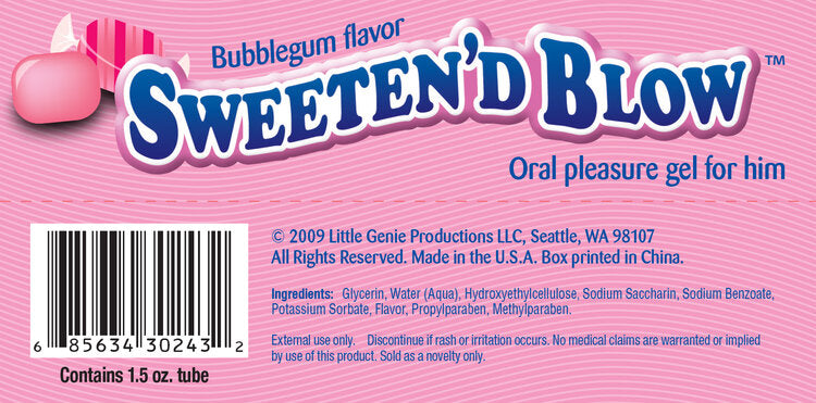 Sweeten D Blow Oral Pleasure Gel Bubble Gum 1.5 oz